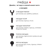Перкуссионный ручной массажер для тела и мышц Medica+ MassHand Pro 4.0 (Япония) Black
