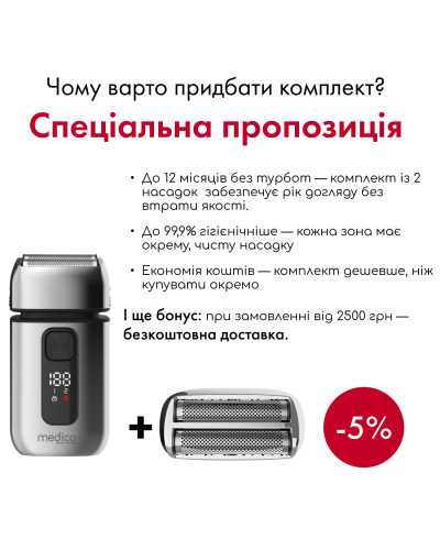 Электробритва шейвер MEDICA+ STEEL 10Х 1400mAh Электробритва шейвер MEDICA+ STEEL 10Х 1400mAh