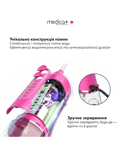 Портативний іригатор MEDICA+ WaterPuls 8.0 Fuchsia