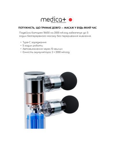 Перкусійний масажер MEDICA+ MassHand Pro 2Х (Japan)