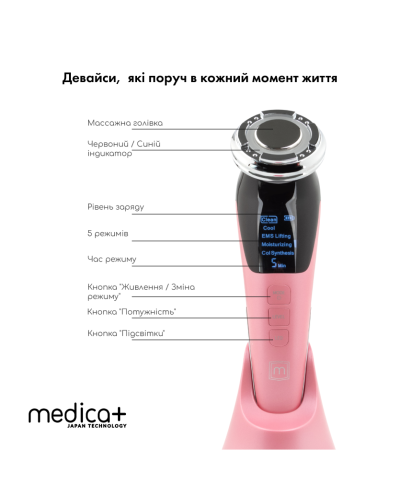 Мікрострумовий RF Lifting Масажер для обличчя Skin Lifting 7.0 Pink - EMS, LED Мікрострумовий RF Lifting Масажер для обличчя Skin Lifting 7.0 Pink - EMS, LED